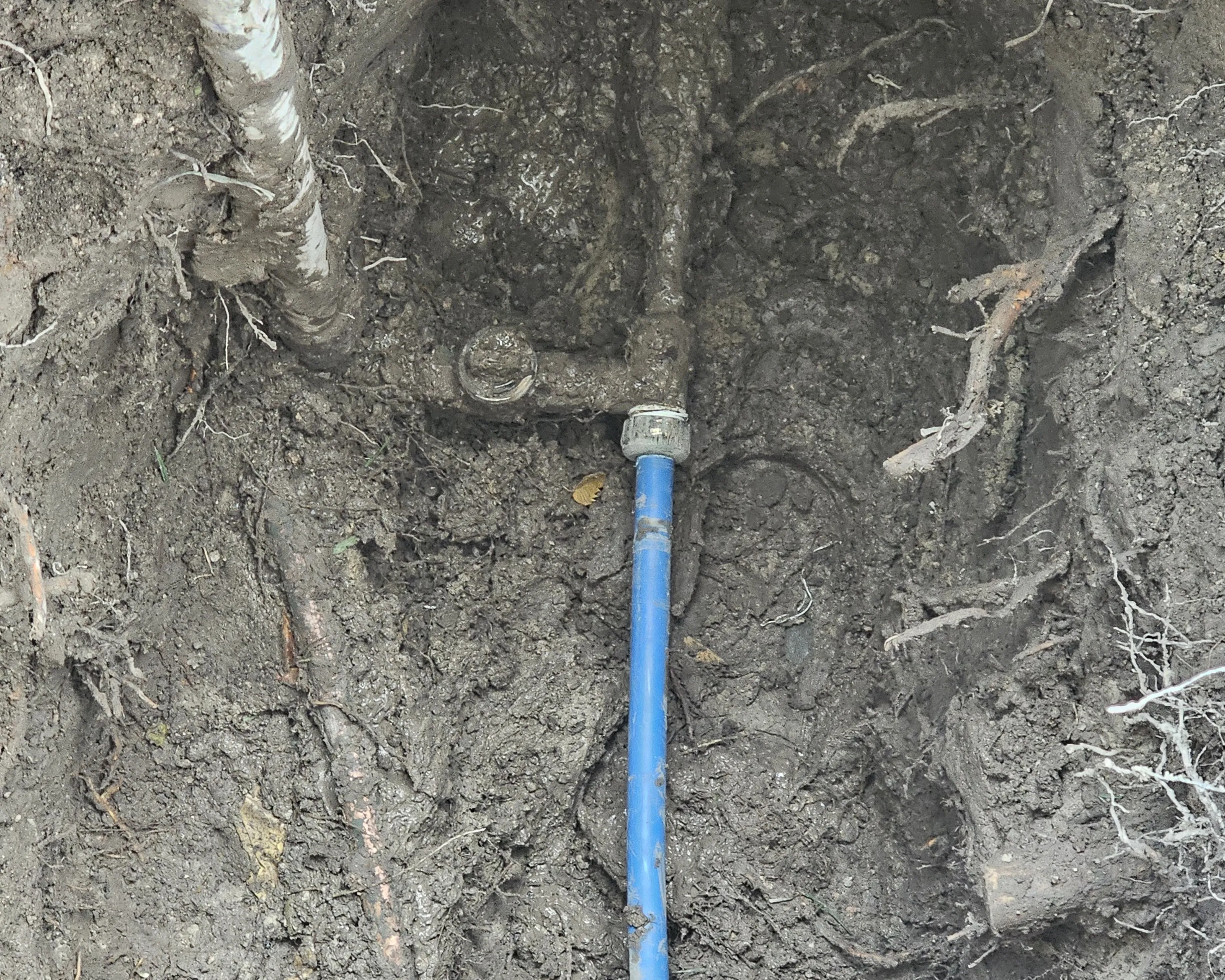 real photo · pipe repair in progress